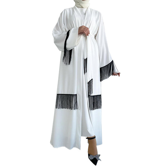 Arab Dubai Ethnic Clothes Middle East Abaya Coat Tassle Fashion Dress
